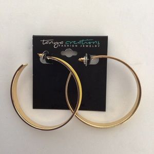 TANYA CREATIONS YELLOW ENAMEL HOOPS EARRINGS NWT
